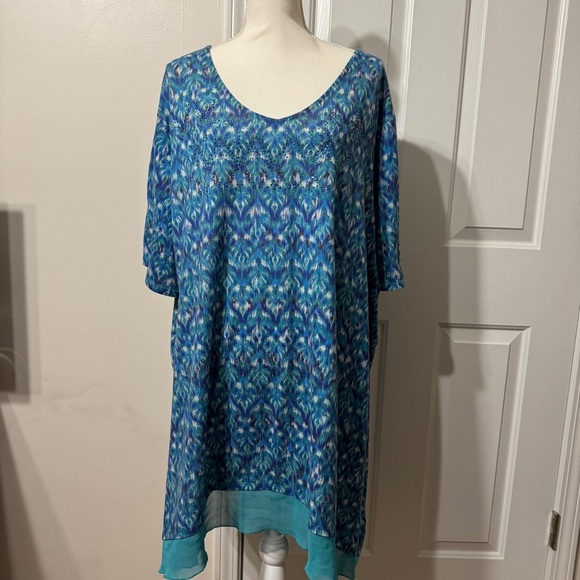Catherines Blue Relaxed Boxy Tunic, size 3X 26/28W - Picture 1 of 10